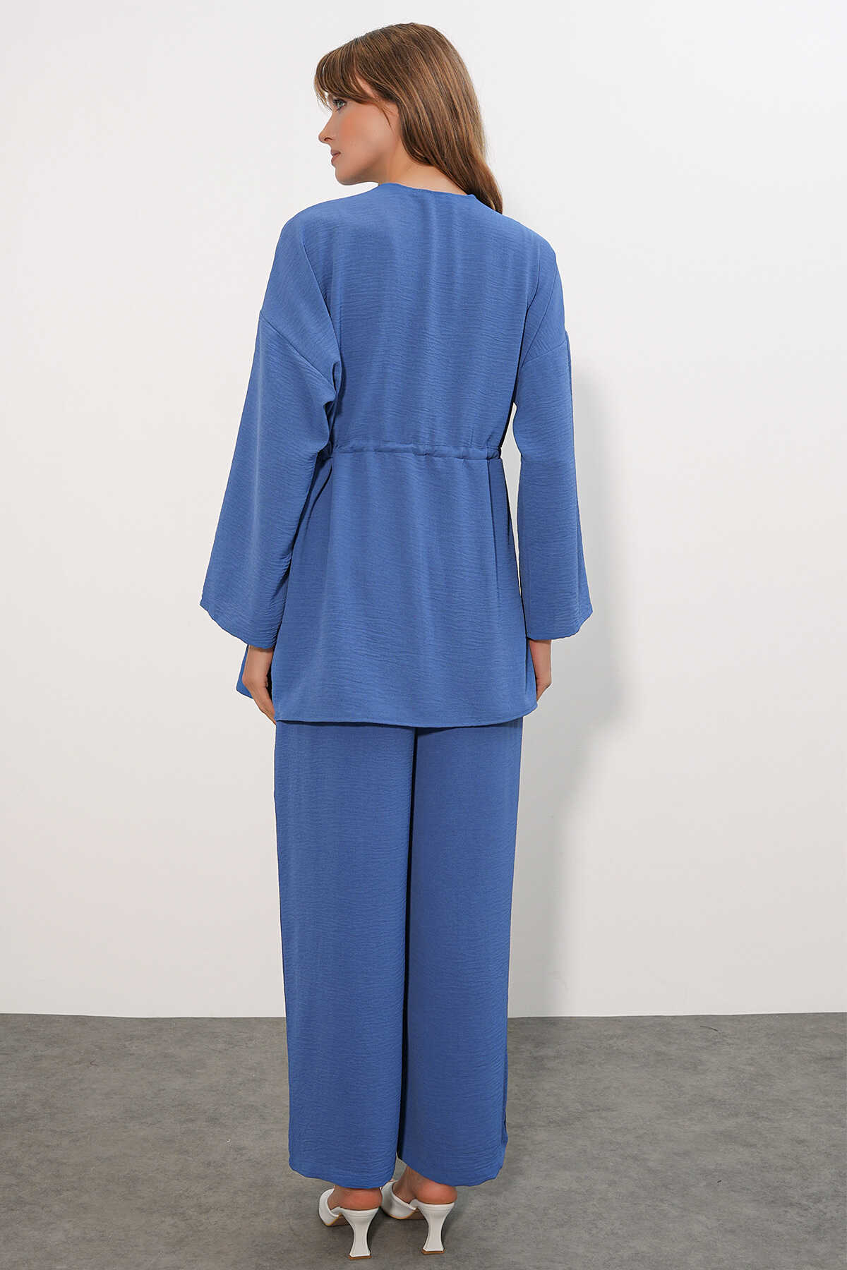 Kadın Ayrobin Kimono Pantolon İkili Takım 30101- İndigo - 5