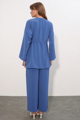 Kadın Ayrobin Kimono Pantolon İkili Takım 30101- İndigo - 5