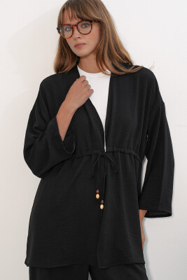 Kadın Ayrobin Kimono Pantolon İkili Takım 30101 - Siyah - 2