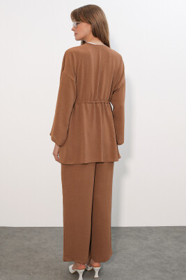 Kadın Ayrobin Kimono Pantolon İkili Takım 30101- Taba - 5
