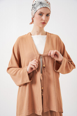 Kadın Ayrobin Kimono Pantolon İkili Takım 6739 - Bisküvi - 2