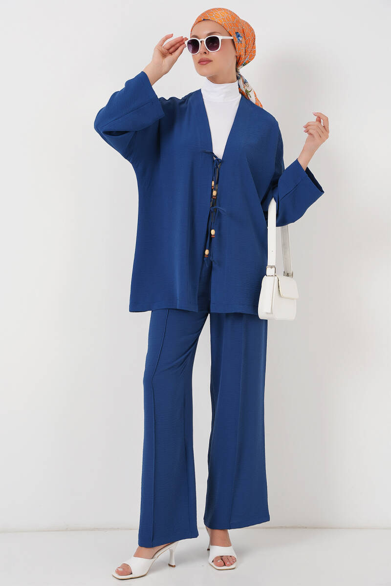 Kadın Ayrobin Kimono Pantolon İkili Takım 6739 - İndigo - BİGDART