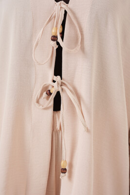 Kadın Ayrobin Kimono Pantolon İkili Takım 6739 - Krem - 5