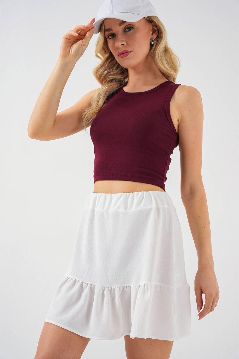 Kadın Ayrobin Mini Etek 8054 - Beyaz - BİGDART