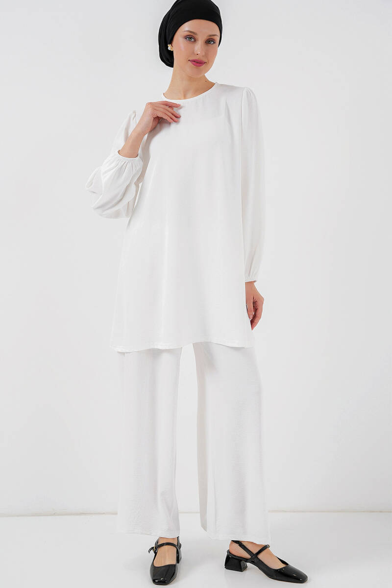 Ayrobin Tunik Pantolon Alt Üst Takım 6712 - Beyaz - BİGDART
