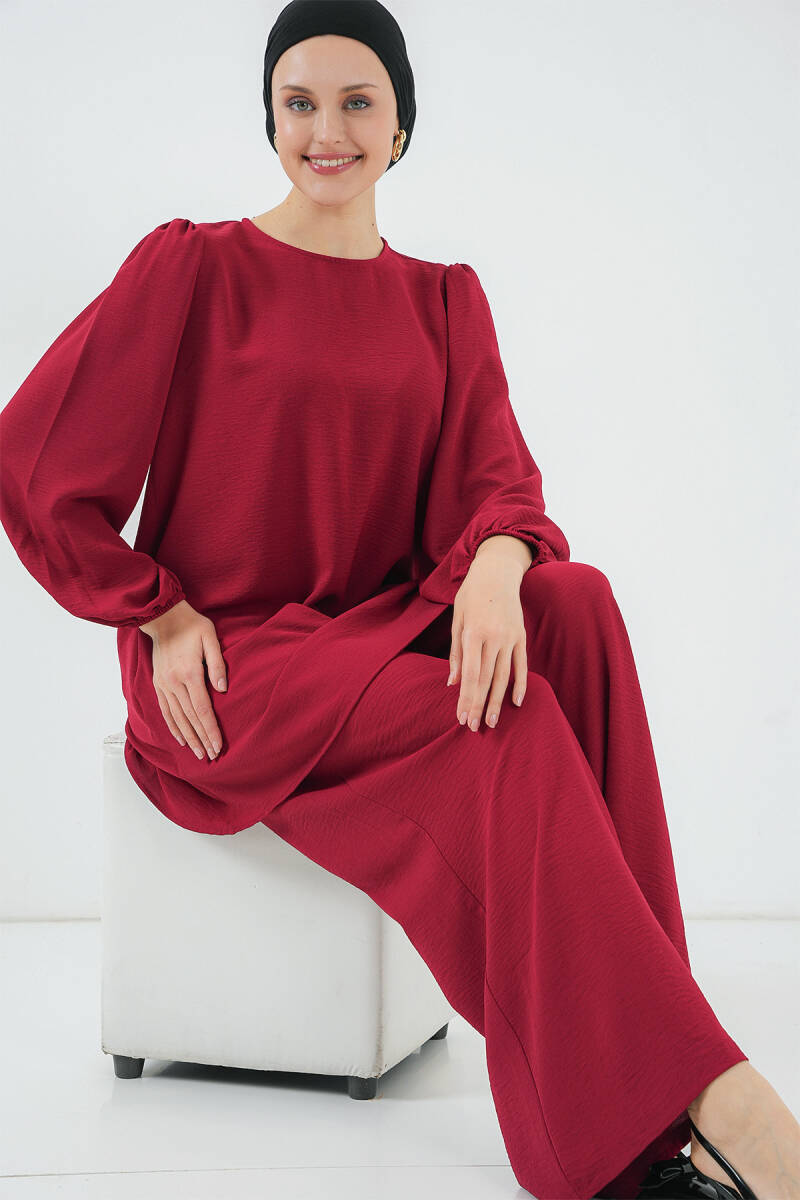 Ayrobin Tunik Pantolon Alt Üst Takım 6712 - Bordo - BİGDART