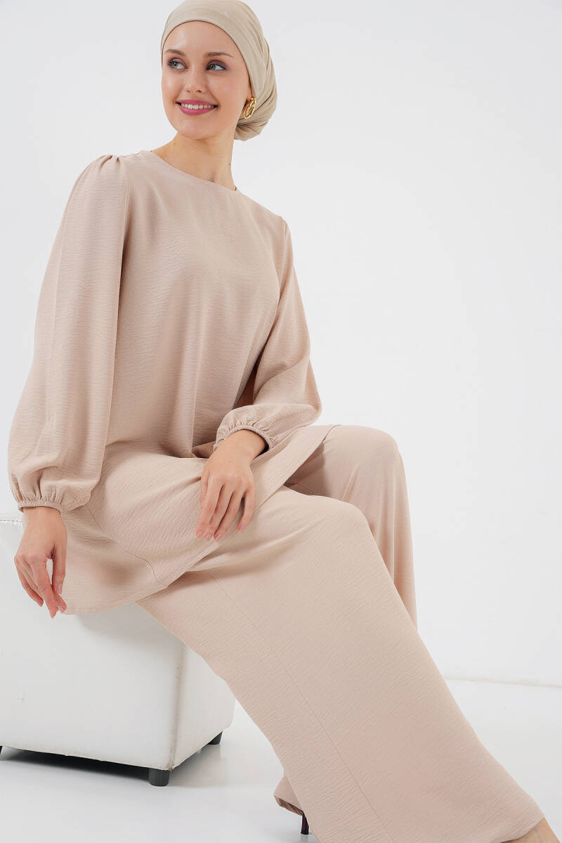 Ayrobin Tunik Pantolon Alt Üst Takım 6712 - Krem - BİGDART