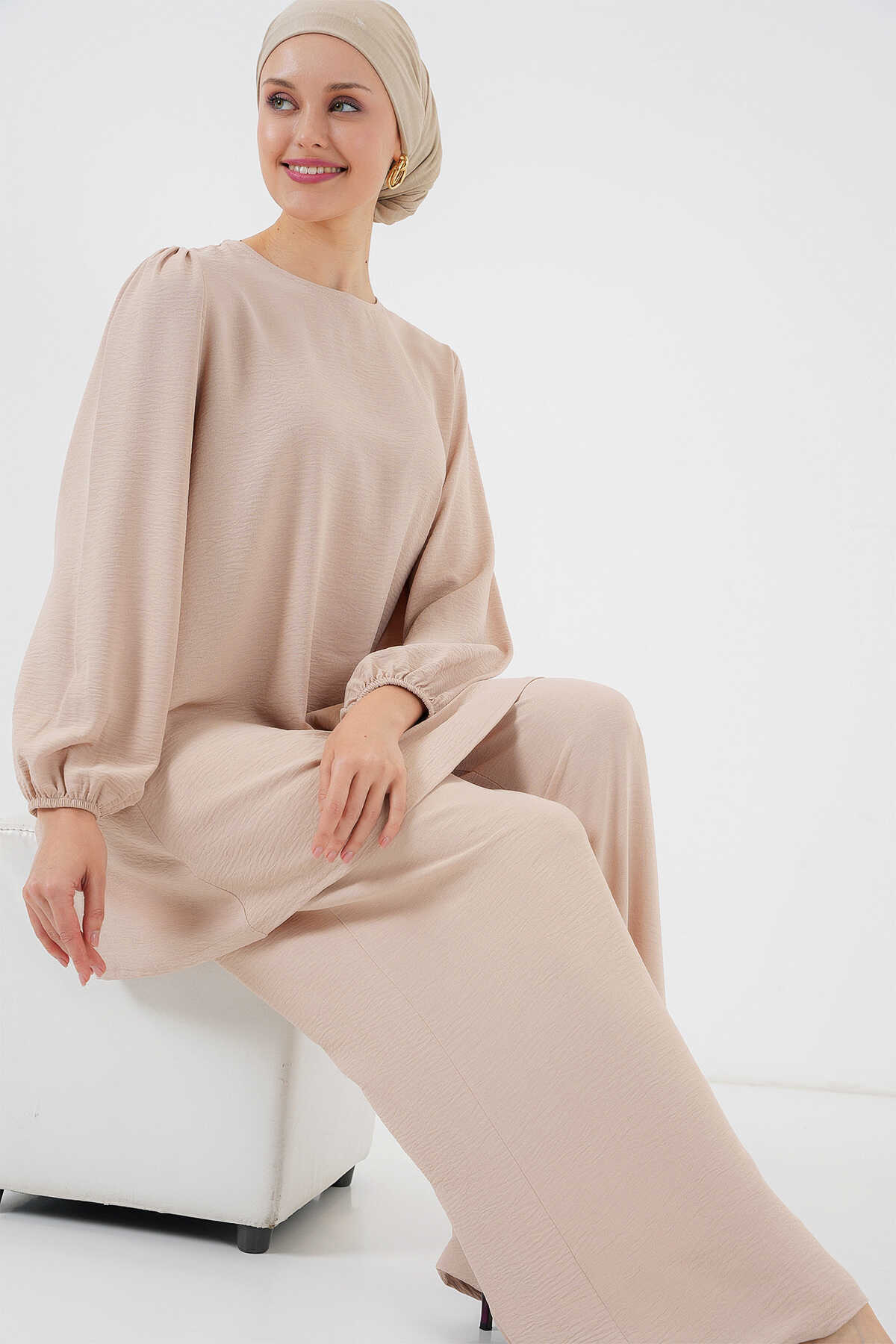 Ayrobin Tunik Pantolon Alt Üst Takım 6712 - Krem - 1