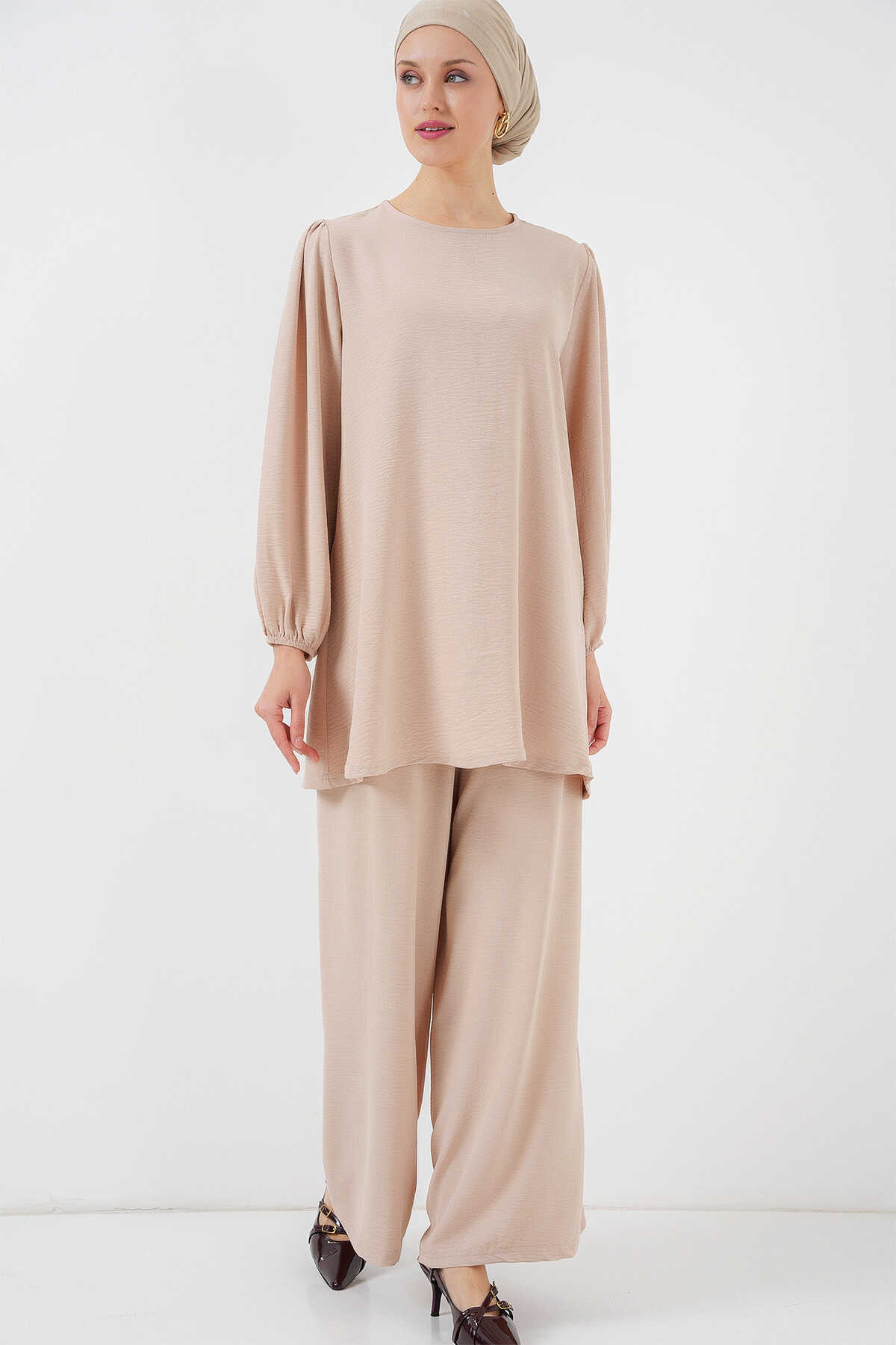 Ayrobin Tunik Pantolon Alt Üst Takım 6712 - Krem - 4