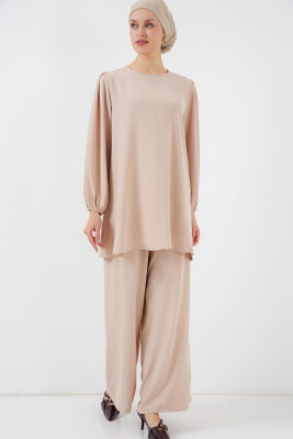 Ayrobin Tunik Pantolon Alt Üst Takım 6712 - Krem - 4