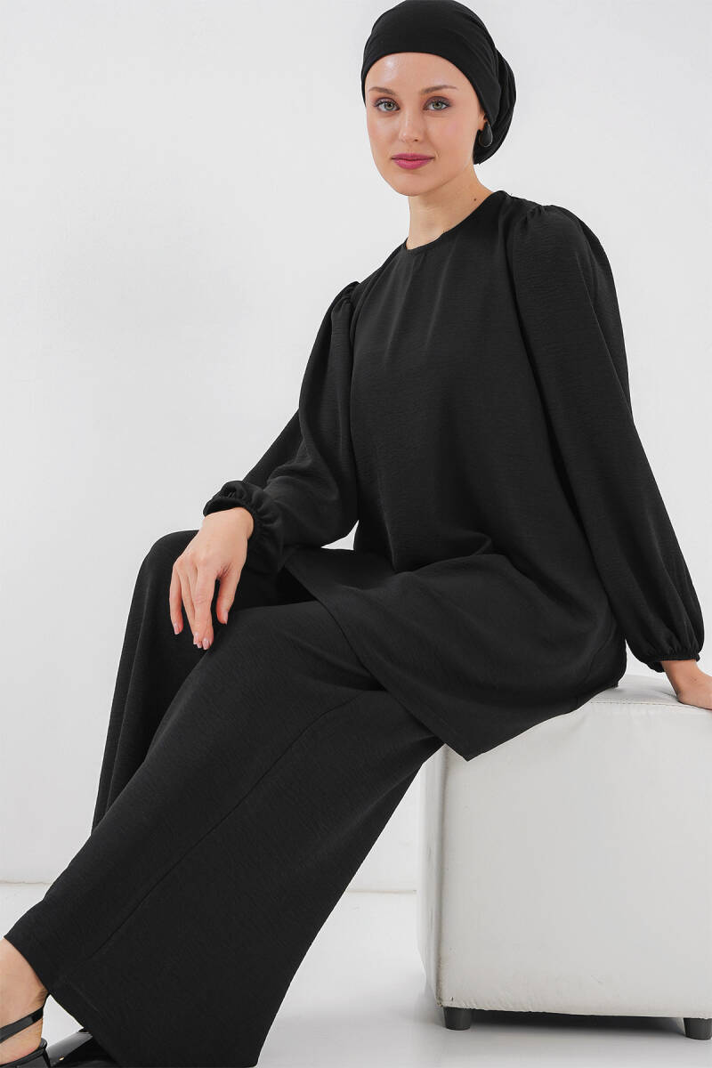 Ayrobin Tunik Pantolon Alt Üst Takım 6712 - Siyah - BİGDART