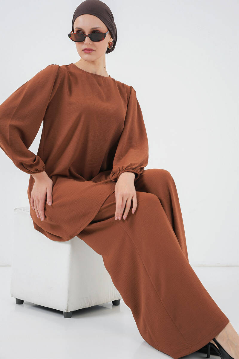Ayrobin Tunik Pantolon Alt Üst Takım 6712 - Sütlü Kahve - BİGDART