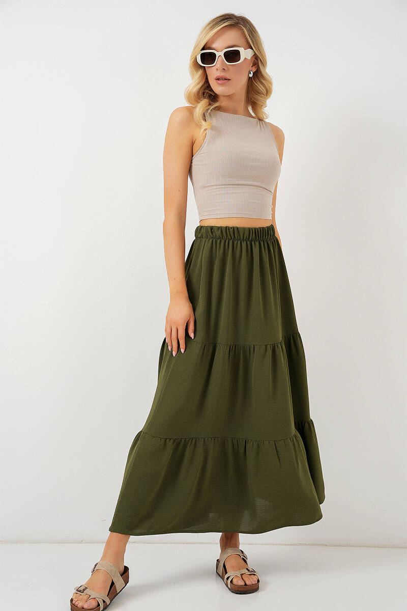 Kadın Ayrobin Uzun Etek 8048 - Haki - BİGDART