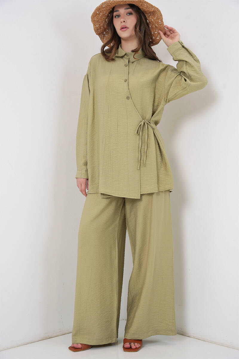 Kadın Bağcıklı Tunik Pantolon İkili Takım 6752 - E.Yeşil - BİGDART