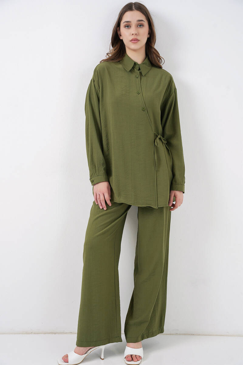 Kadın Bağcıklı Tunik Pantolon İkili Takım 6752 - Haki - BİGDART