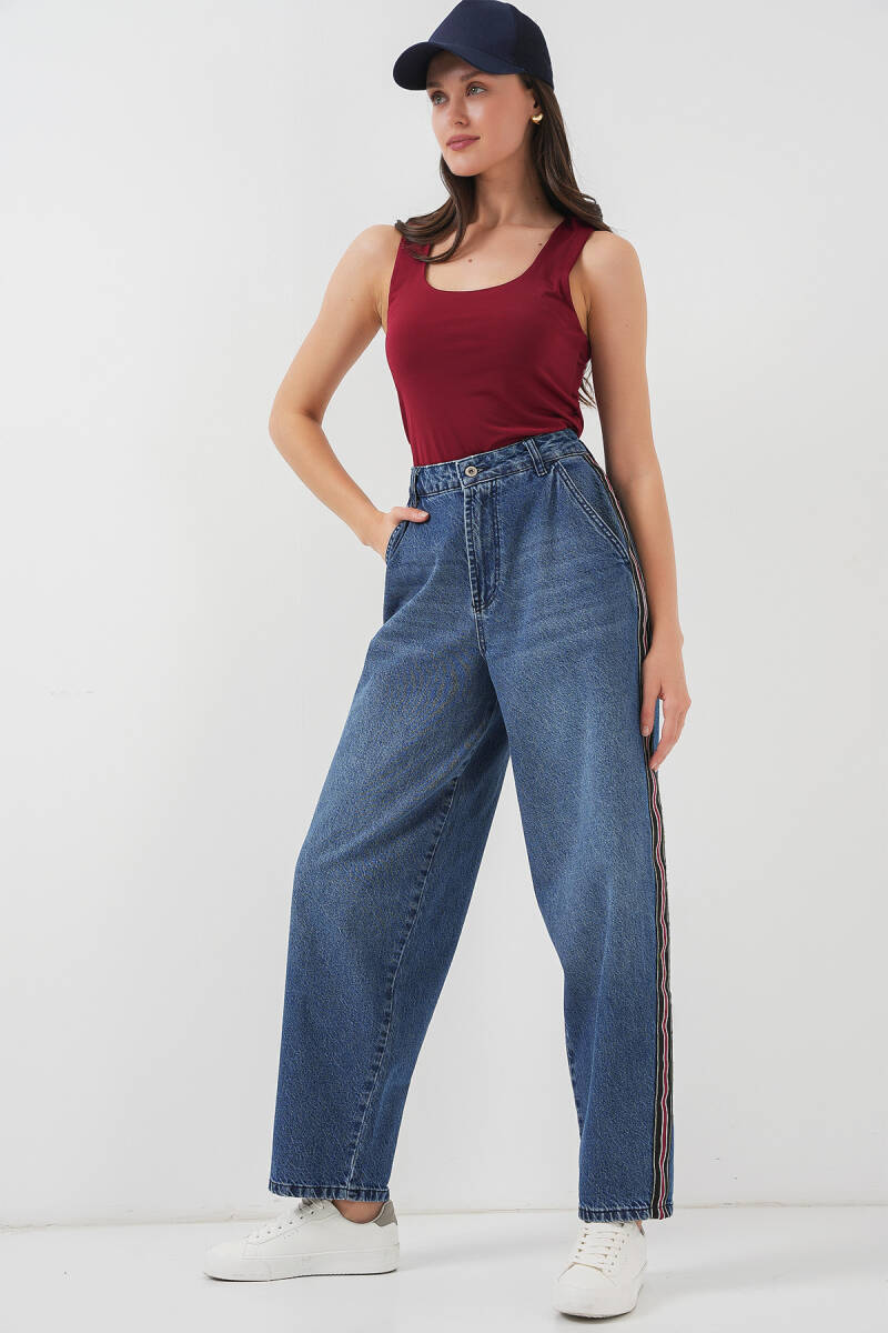 Kadın Baggy Kot Pantolon 6700 - Lacivert - BİGDART