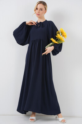 Kadın Balon Kol Uzun Tesettür Elbise 2464 - F.Lacivert 