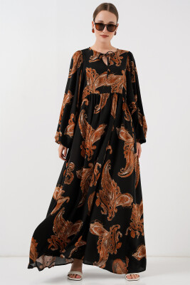 Kadın Balon Kol Uzun Tesettür Elbise 2464 - M. Taba 