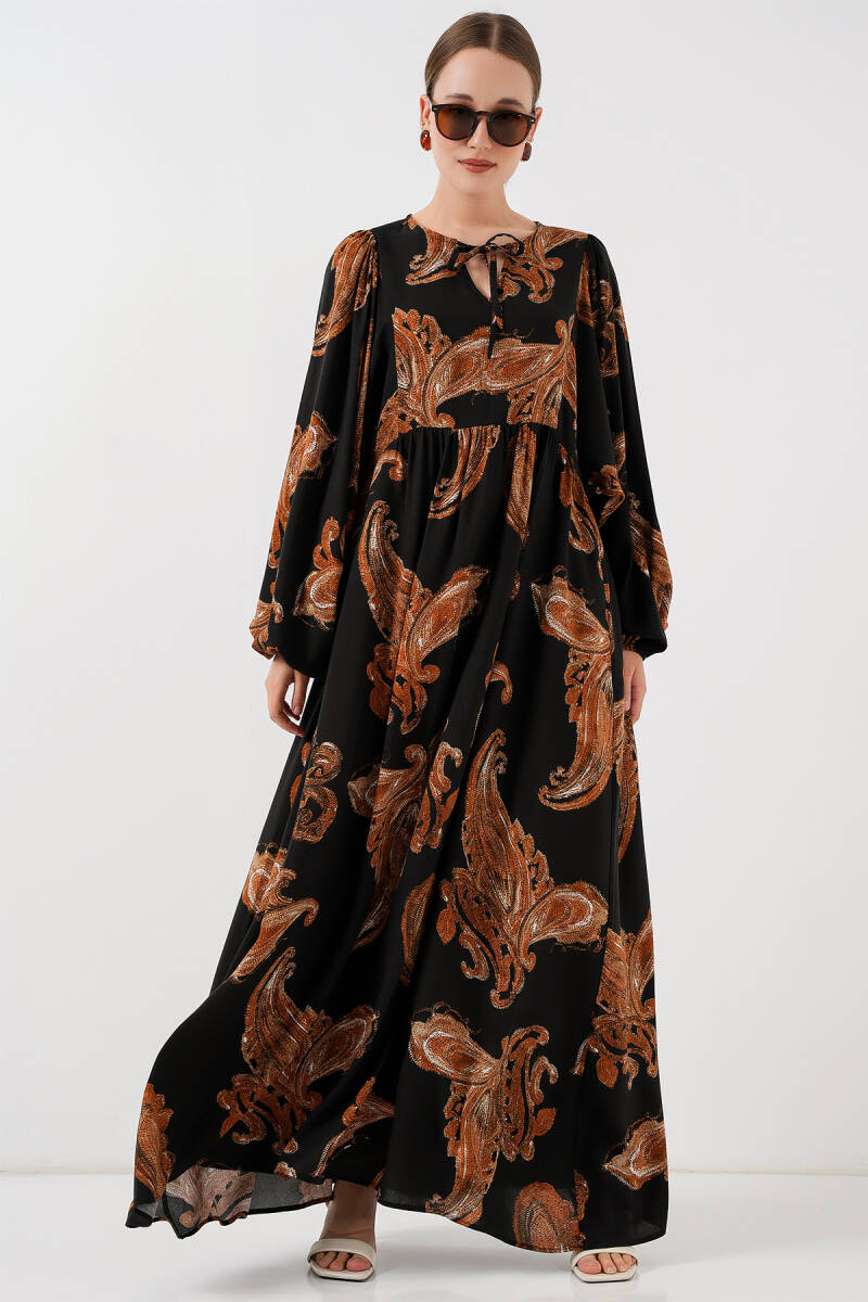 Kadın Balon Kol Uzun Tesettür Elbise 2464 - M. Taba - BİGDART