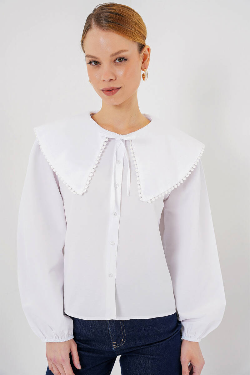Kadın Bebe Yaka Gömlek 20314 - Beyaz - BİGDART