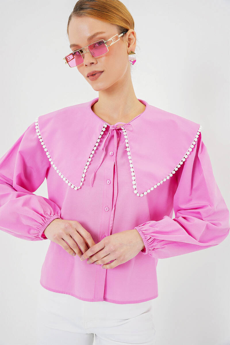 Kadın Bebe Yaka Gömlek 20314 - Pembe - BİGDART