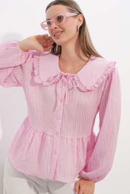 Kadın Bebe Yaka Gömlek Bluz 993 - Pembe - 3