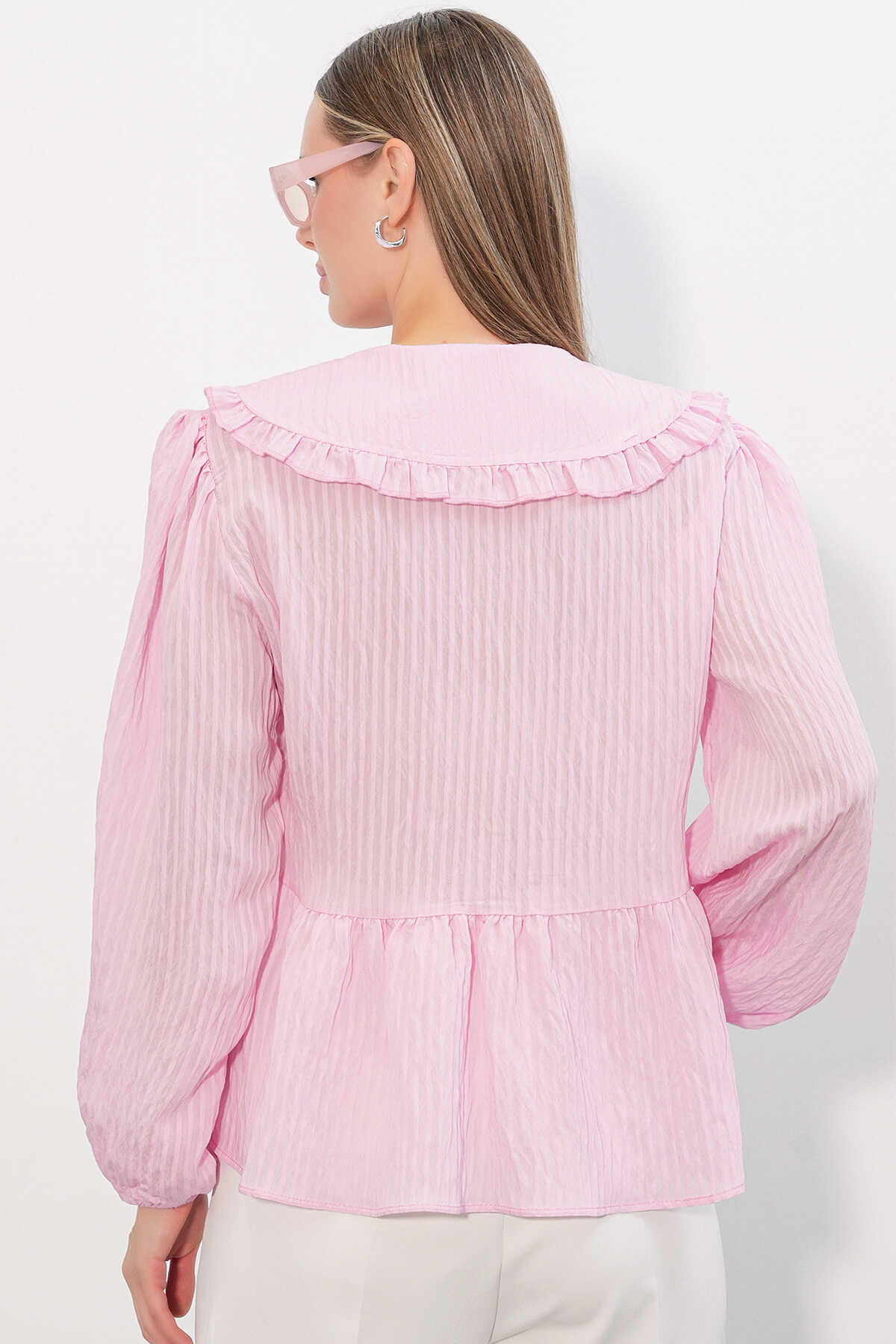 Kadın Bebe Yaka Gömlek Bluz 993 - Pembe - 6