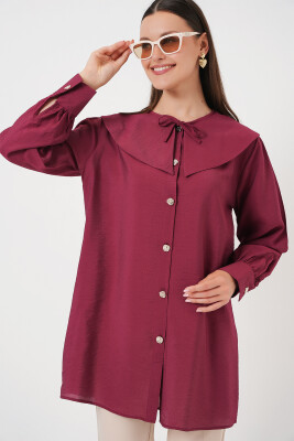 Kadın Bebe Yaka Uzun Tunik 5967 - Bordo 