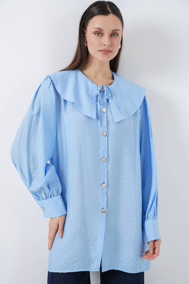 Kadın Bebe Yaka Uzun Tunik 5967 - Mavi - BİGDART
