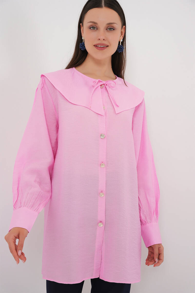 Kadın Bebe Yaka Uzun Tunik 5967 - Pembe - BİGDART