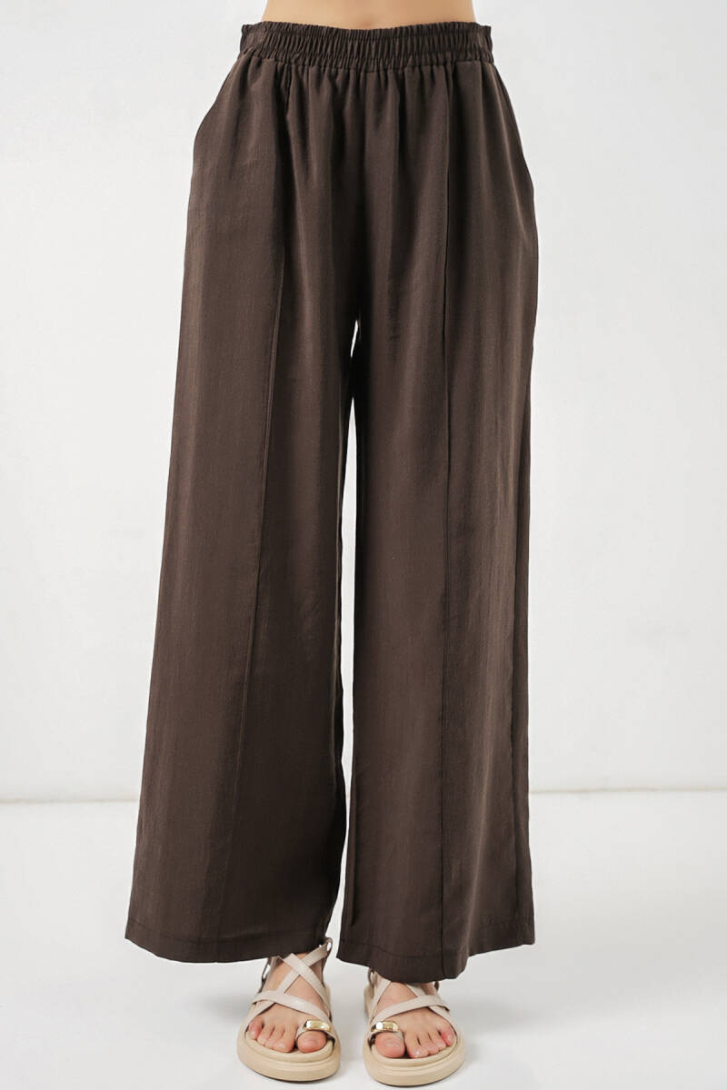 Kadın Beli Lastikli Bol Paça Pantolon 30087 - A.Kahve (1)