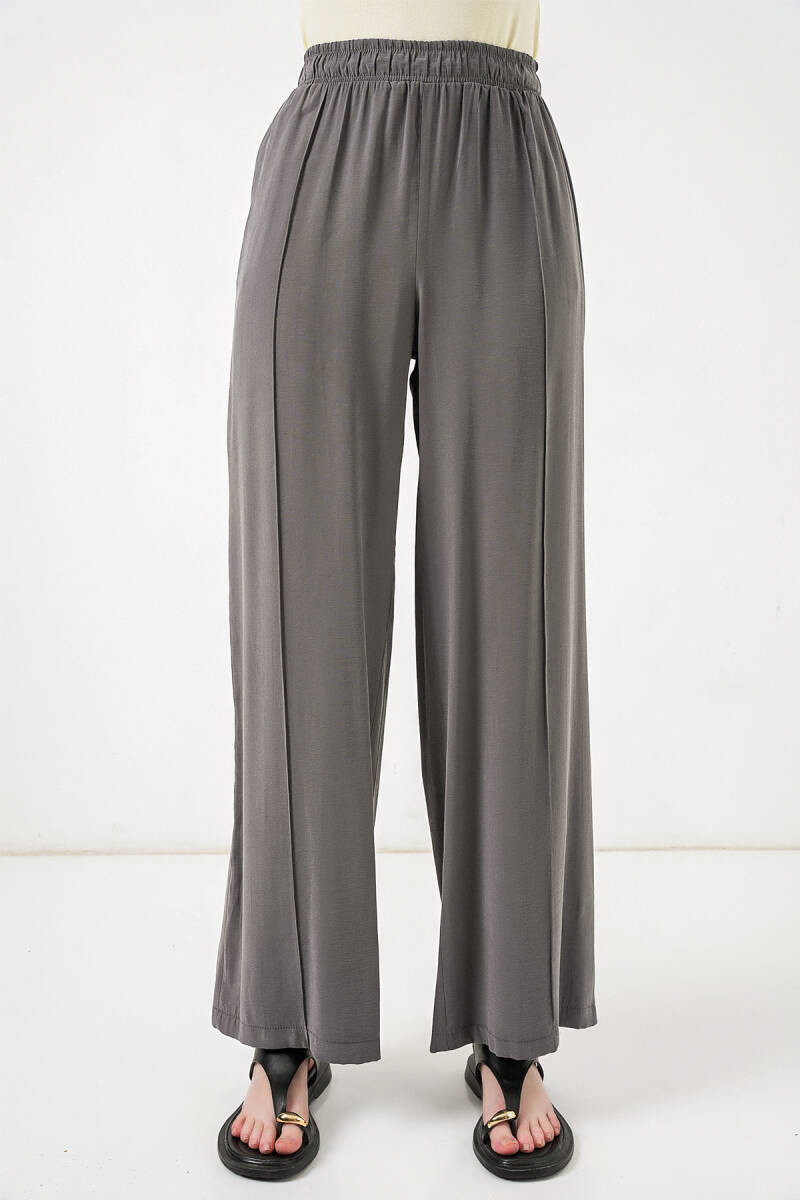 Kadın Beli Lastikli Bol Paça Pantolon 30087 - Antrasit (1)