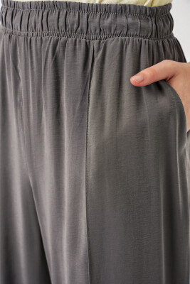 Kadın Beli Lastikli Bol Paça Pantolon 30087 - Antrasit - 5