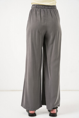 Kadın Beli Lastikli Bol Paça Pantolon 30087 - Antrasit - 6