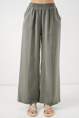 Kadın Beli Lastikli Bol Paça Pantolon 30087 - Gri - 2