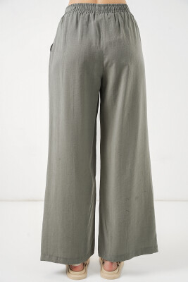 Kadın Beli Lastikli Bol Paça Pantolon 30087 - Gri - 7