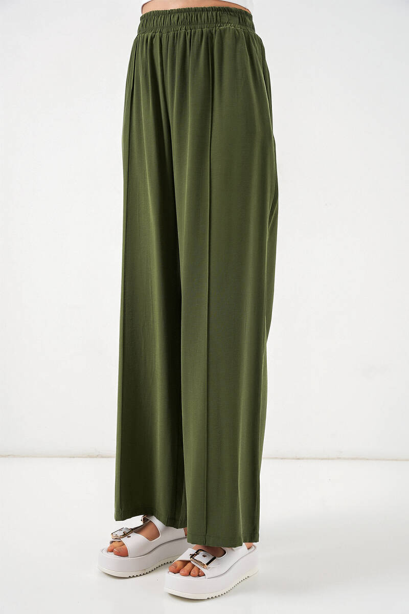Kadın Beli Lastikli Bol Paça Pantolon 30087 - Haki (1)