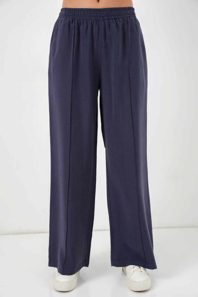 Kadın Beli Lastikli Bol Paça Pantolon 30087 - Lacivert (1)