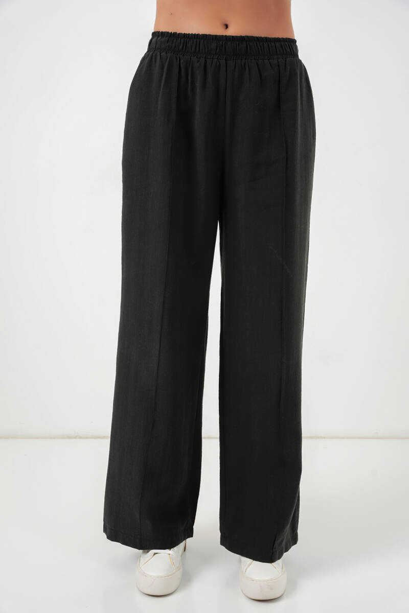 Kadın Beli Lastikli Bol Paça Pantolon 30087 - Siyah (1)