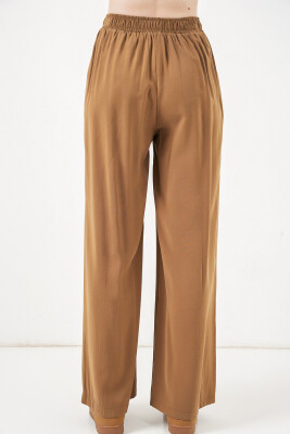 Kadın Beli Lastikli Bol Paça Pantolon 30087 - Taba - 7