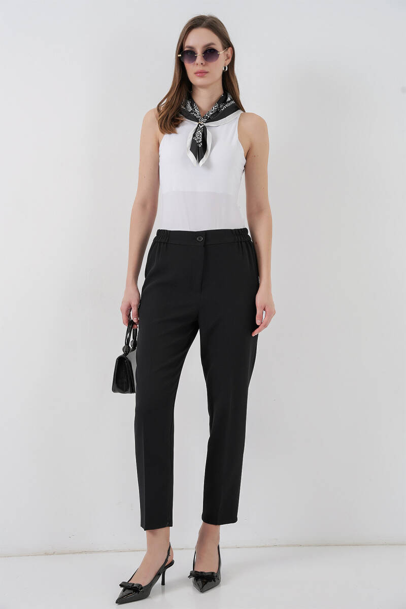 Kadın Beli Lastikli Kumaş Pantolon 30058 - Siyah - BİGDART