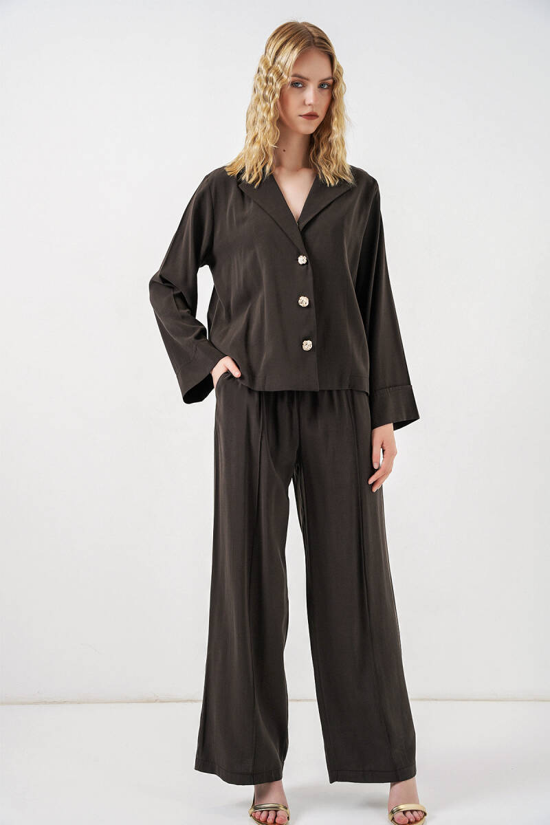 Kadın Ceket Pantolon İkili Takım 30065 - A.Kahve - BİGDART