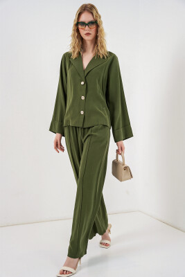 Kadın Ceket Pantolon İkili Takım 30065 - Haki - BİGDART