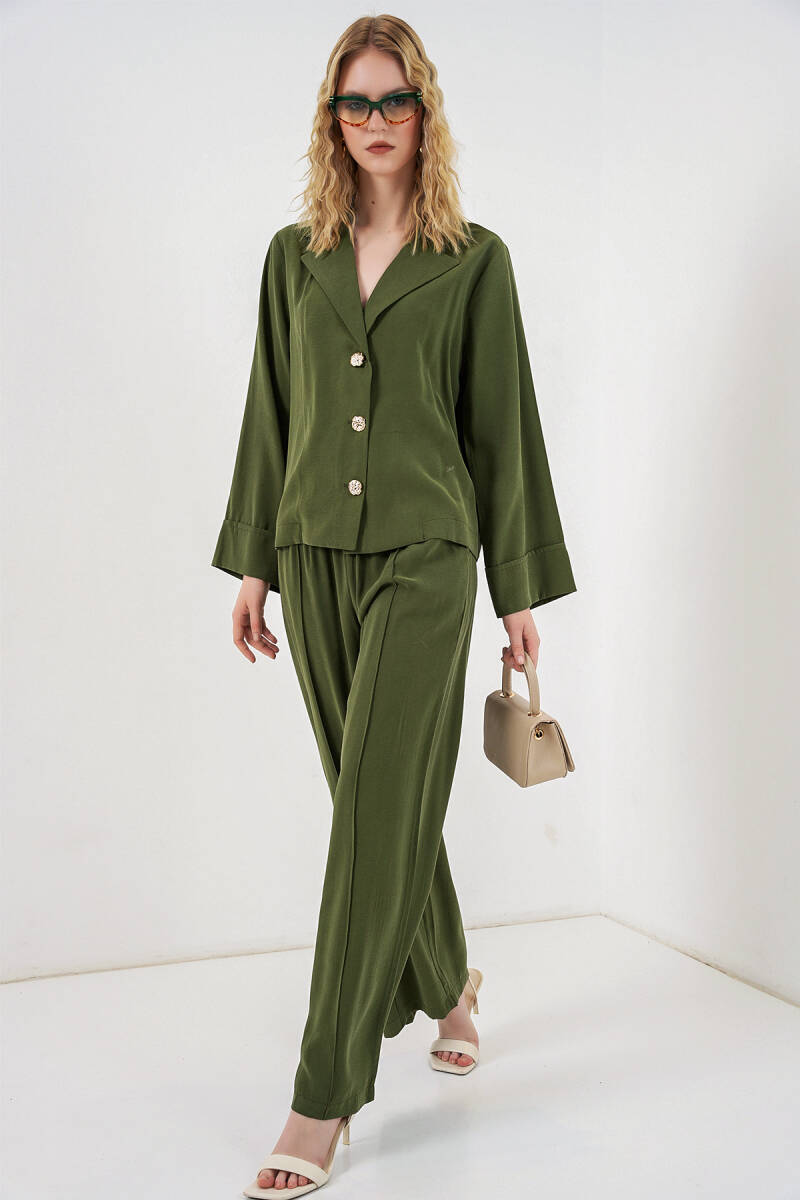Kadın Ceket Pantolon İkili Takım 30065 - Haki - BİGDART