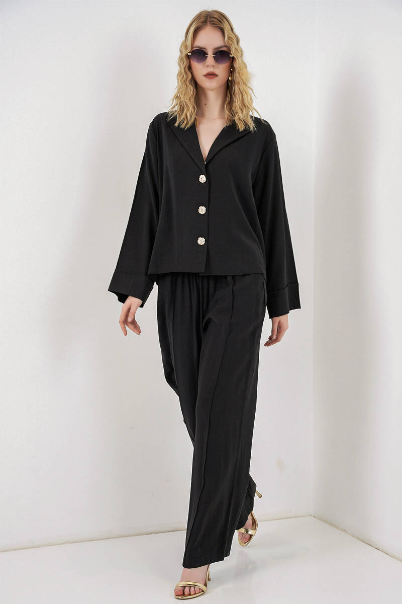 Kadın Ceket Pantolon İkili Takım 30065 - Siyah - BİGDART