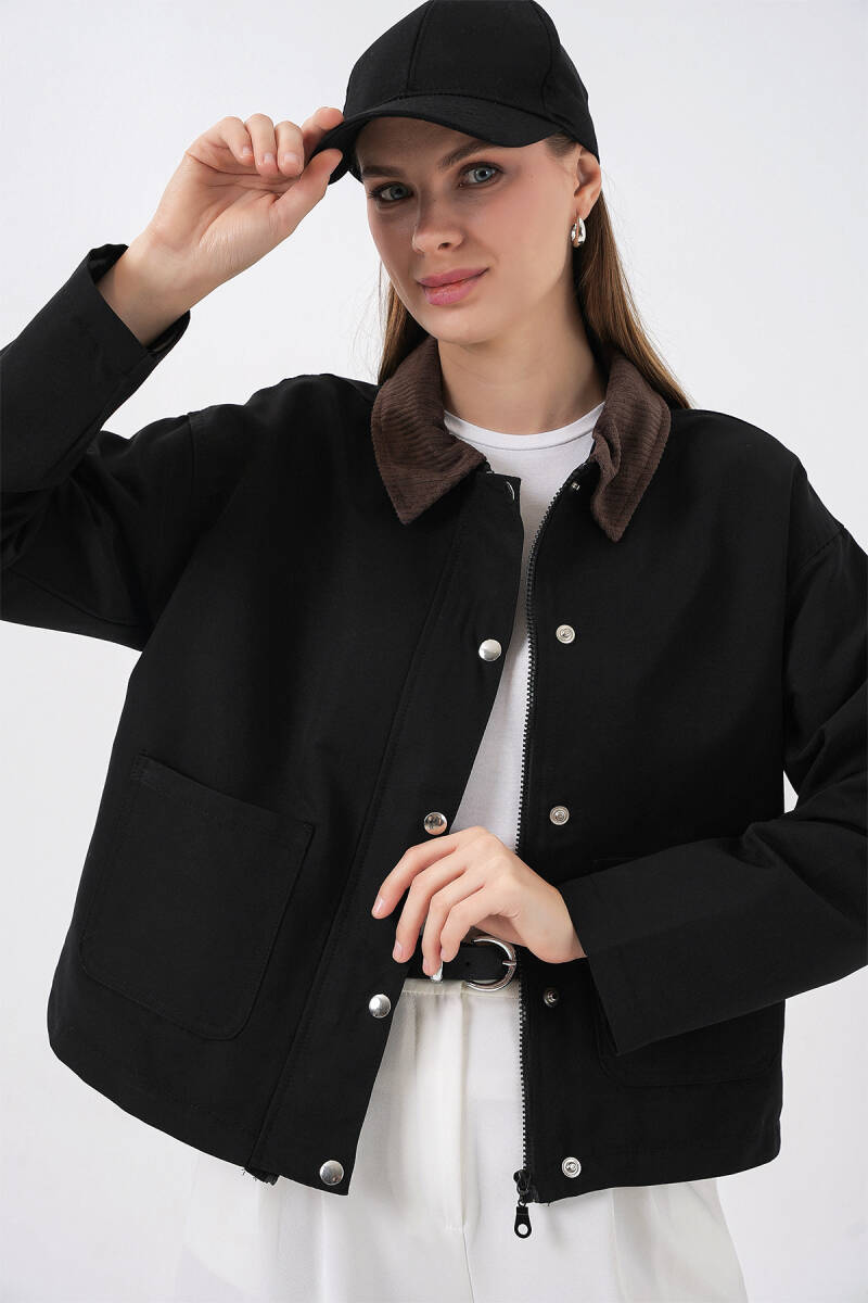 Kadın Cep Detaylı Kısa Ceket 5975 - Siyah - BİGDART