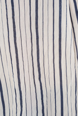 Kadın Çizgili Oversize Bluz 967 - F.Lacivert - 5