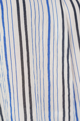 Kadın Çizgili Oversize Bluz 967 - Lacivert - 5