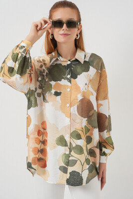 Kadın Desenli Overize Gömlek Tunik 5971 - Çağla 