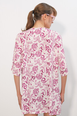Kadın Desenli Oversize Kimono 5999 - Pembe - 6